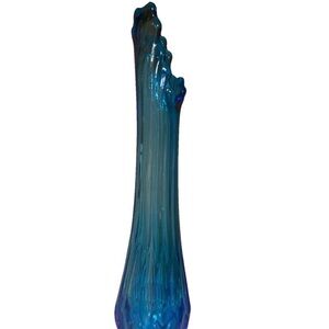 Vintage Fenton Glass Colonial Blue Thumbprint Swung Pedestal Vase 14.75” 1960s